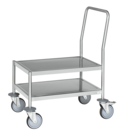 Kongamek Edelstahl-Schiebebügelwagen, Traglast 200 kg, Ladefläche 625 x 415 mm