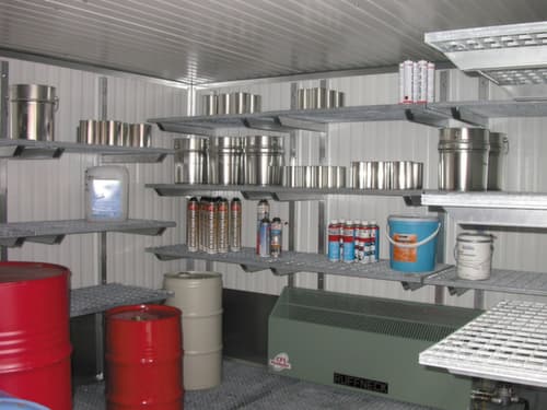 Gitterrostregal für Gefahrstoff-Container, Breite x Tiefe 2600 x 500 mm