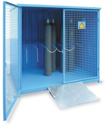 Gasflaschen-Depot mit Gitter-Flügeltüren