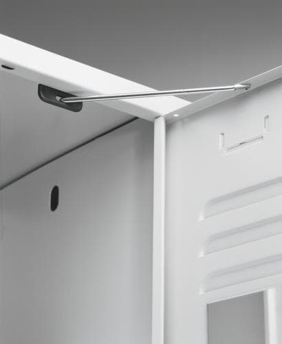C+P Schließfach-Garderobe Classic lichtgrau mit 10 Fächern + Hutablage + Schuhrost, Breite 1410 mm