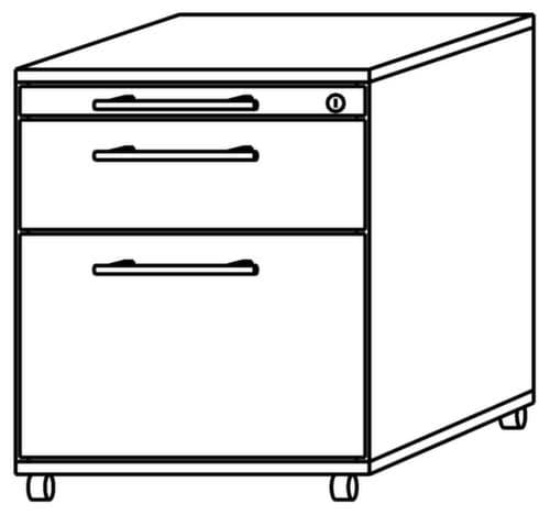 Rollcontainer Sina mit HR-Auszug, 2 Schublade(n), Ahorn/Ahorn
