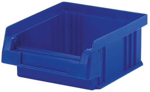 Stapelbarer Sichtlagerkasten rollenbahngeeignet, blau, Tiefe 89 mm, Polypropylen