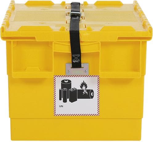 Lithium-Ionen Lagerbehälter mit Brandschutz-Füllmaterial, Inhalt 55 l