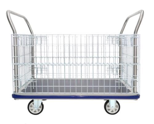 UDOBÄR Gitter-Vierwandwagen mit rutschfester Ladefläche, Traglast 500 kg