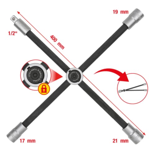 KS Tools Rad-Kreuzschlüssel mit Gleitgelenk für PKW