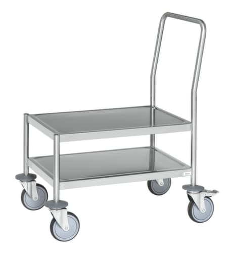 Kongamek Edelstahl-Schiebebügelwagen, Traglast 200 kg, Ladefläche 625 x 415 mm