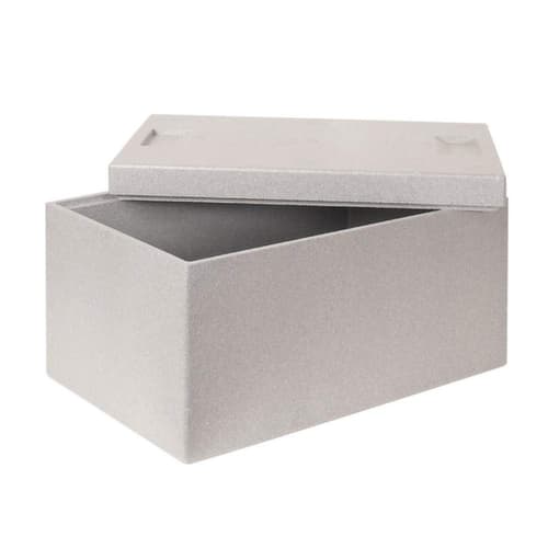 Euronorm-Stapelbehälter mit Isolierbox, grau, Inhalt 65 l, Auflagedeckel für Isolierbox
