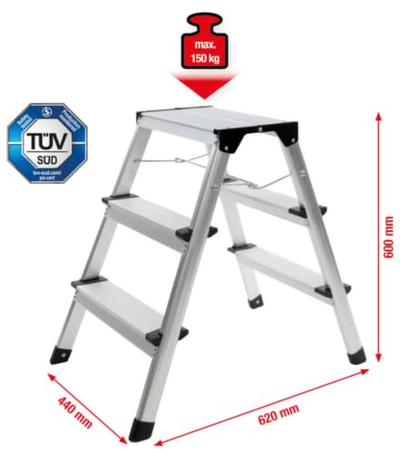 KS Tools Aluminium-Stufen-Stehleiter