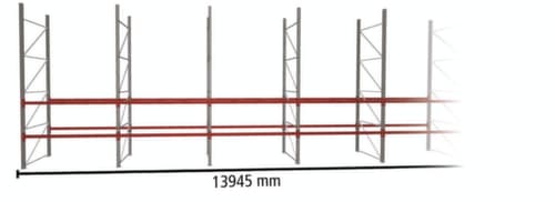 META Palettenregal MULTIPAL für 36 Paletten, 13945 mm breit, 3 Lagerebenen