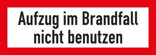 Brandschutzschild "Aufzug im Brandfall nicht benutzen", Aufkleber, reflektierend