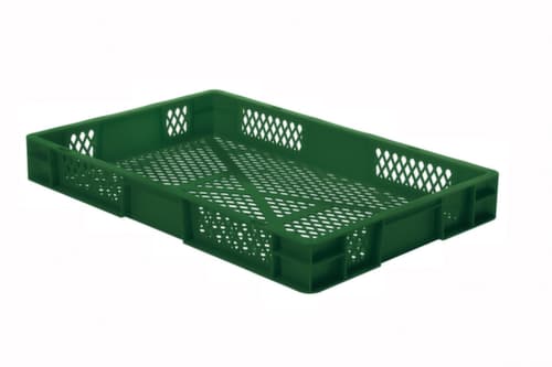 Euronorm-Stapelbehälter Wände + Boden durchbrochen, grün, Inhalt 14,5 l